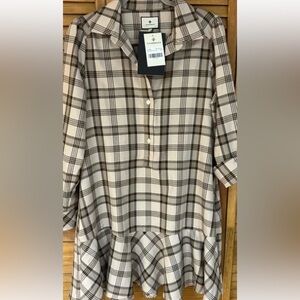 TUCKERNUCK BROWN PLAID CALLAHAN SHIRT DRESS brand new with tags
